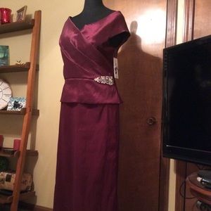 Burgundy mock 2 piece gown